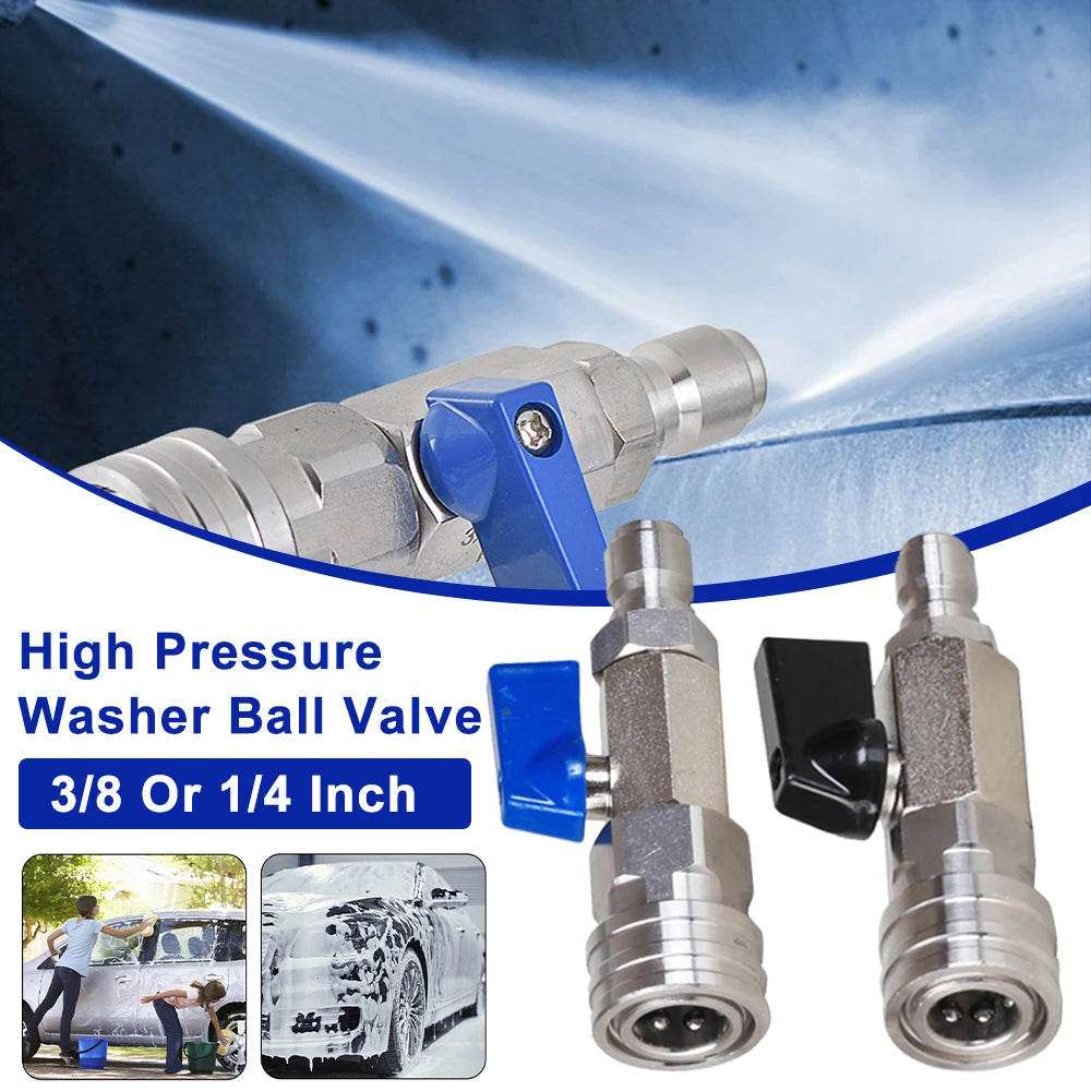 High Pressure Washer Ball Valve Kit with 3/8 Or 1/4 Inch Quick Connector Quick Connect Ball Valve 4500 PSI for Power Washer Hose