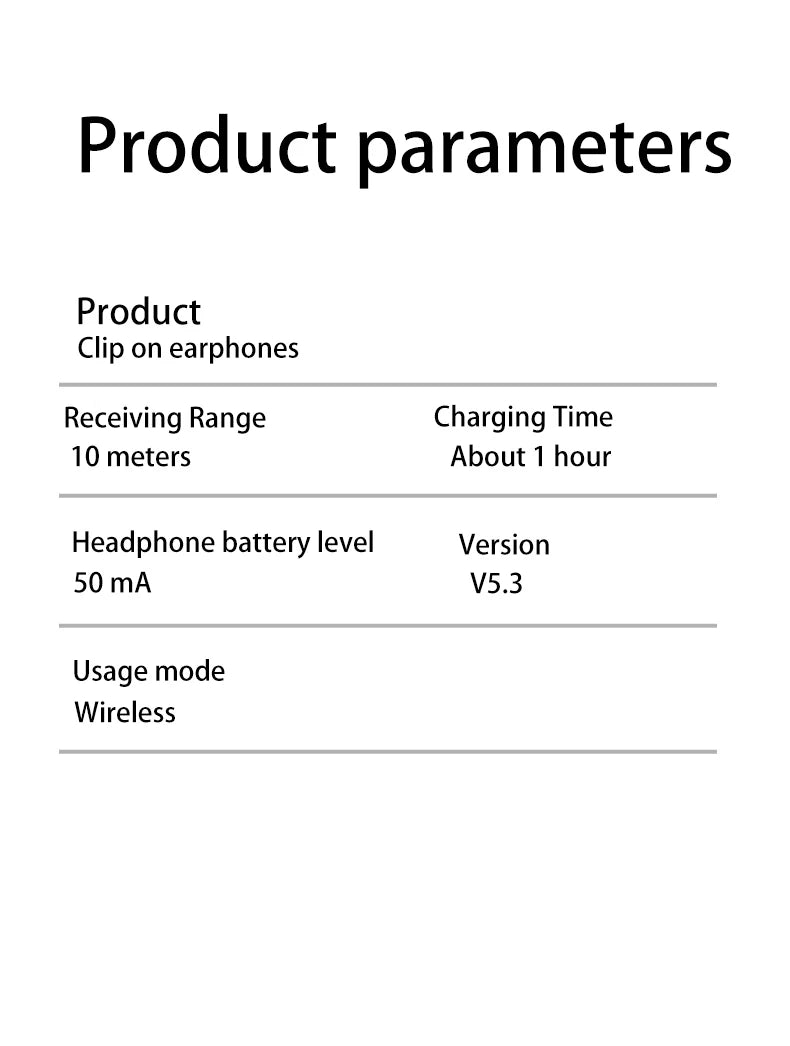Ear clip earphones, Bluetooth wireless earphone