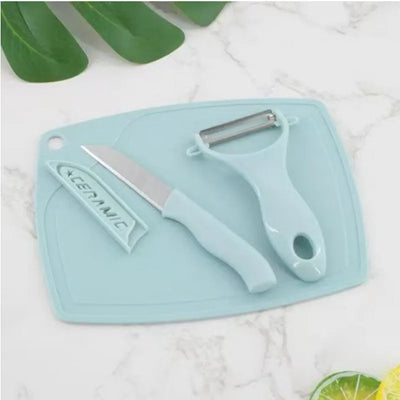 Portable Ceramic Knife Set of Three, Multi-functional Fruit and Vegetable Knives, Dormitory Family Student Kitchen Tools