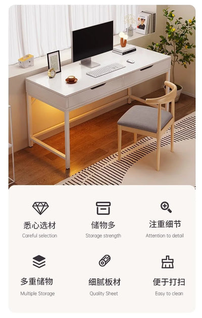 Home Computer Desk with Storage Shelves Modern Executive Study
