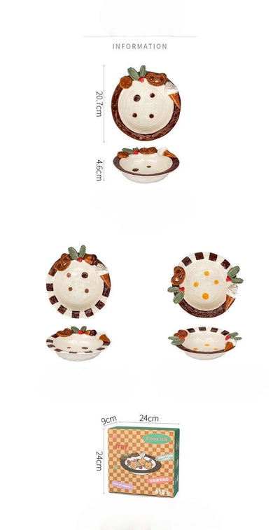 Portable Lightweight Home Essential  Girls Birthday Gift Dessert Fruit Plate Ceramic Breakfast Dish Sweet Style Salad Oatmeal