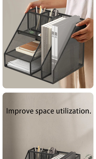 Desk Organizer, Office Supplies with 2 Paper Organizer