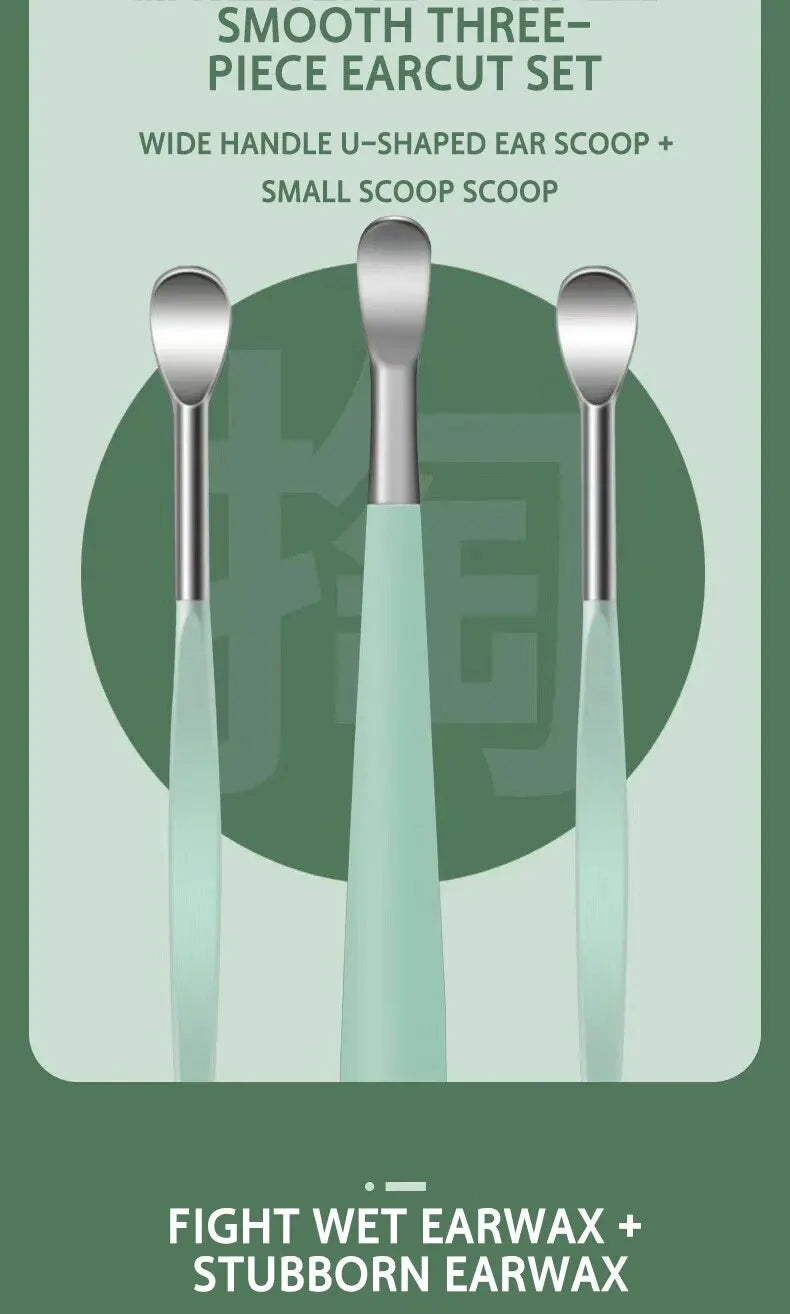 Earspoon Six-piece Ear-picking Tool Stainless Steel Ear-picking Spoon Leather Bag Ear-cleaning Spoon Easy to Carry at Home