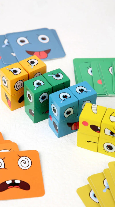 Kids Educational Toys Emotion Change Blocks Expressions Puzzles Children  Cube Games Early Learning Montessori Geometry Face
