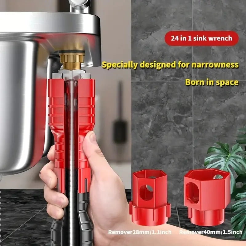 24/18/8 Multifunction Faucet and Sink Installer Tool Faucet Wrench Tool Plumbing Tool Water Pipe Spanner for Kitchen Bathroom