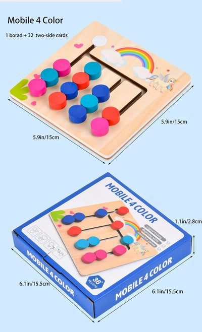 Montessori Learning Toys Mobile Color and Shape Puzzle,Matching Brain Teasers Logic Game Early Educational Wooden Toys for Kids
