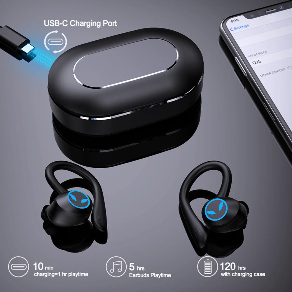 Q25 Wireless Headphone Sport Bluetooth 5.1 Headphones HiFi 9D Bass Stereo Earphone Headset with Microphone for iPhone Workout