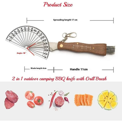Portable Mini Kitchen Peeler with Brush Fruit Peeler Camping Super Sharp Small Travel Knife Folding Barbecue Brush Tool