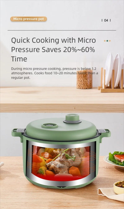 Easy 20cm Micro Pressure Cooker 2 L Non Stick Pressure Cooking Pot Quick Heating Anti-overflow Soup Stew Pot Household
