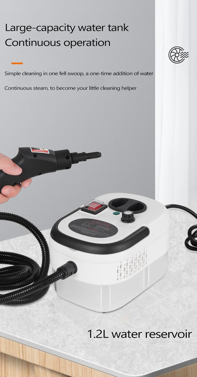 Steam cleaner, 3-level adjustable handle, 15-year heating element, 1.2-liter tank, portable steam cleaner for cleaning with 12 a