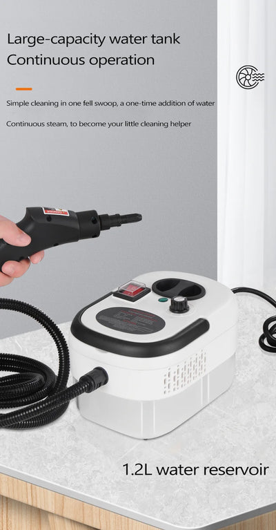 Steam cleaner, 3-level adjustable handle, 15-year heating element, 1.2-liter tank, portable steam cleaner for cleaning with 12 a