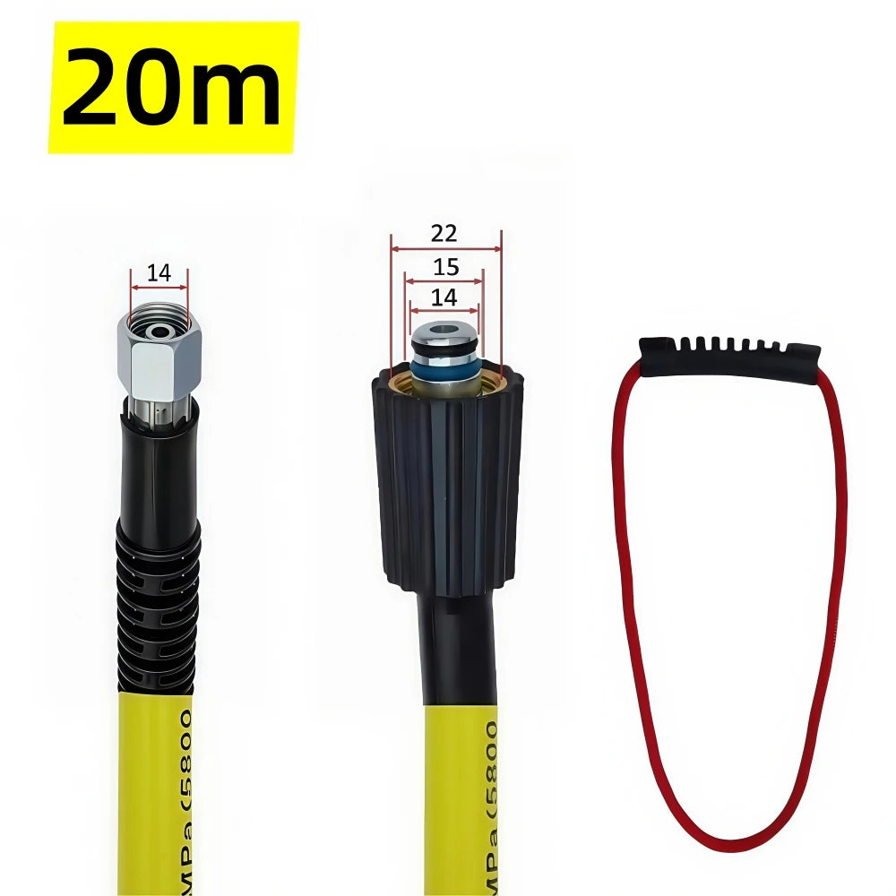 10~20m 5800PSI Super Flexible Pressure Washer Hose Pressure Cleaning Machine Hose Car Wash Hose Water Cleaning Hose For Huter