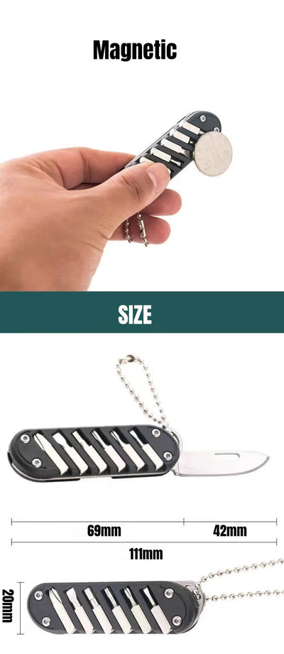 Multifunctional Outdoor Portable Folding Knife Key Knife Screw Combination Tool Portable Pocket Keychain Knife Stainless Steel