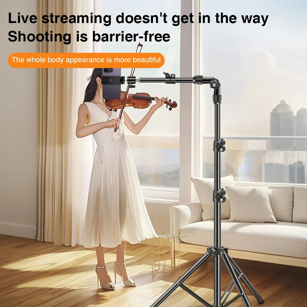 Phone Tripod Adjustable Horizontal Overhead Tripod Horizontal Stand for Video Recording