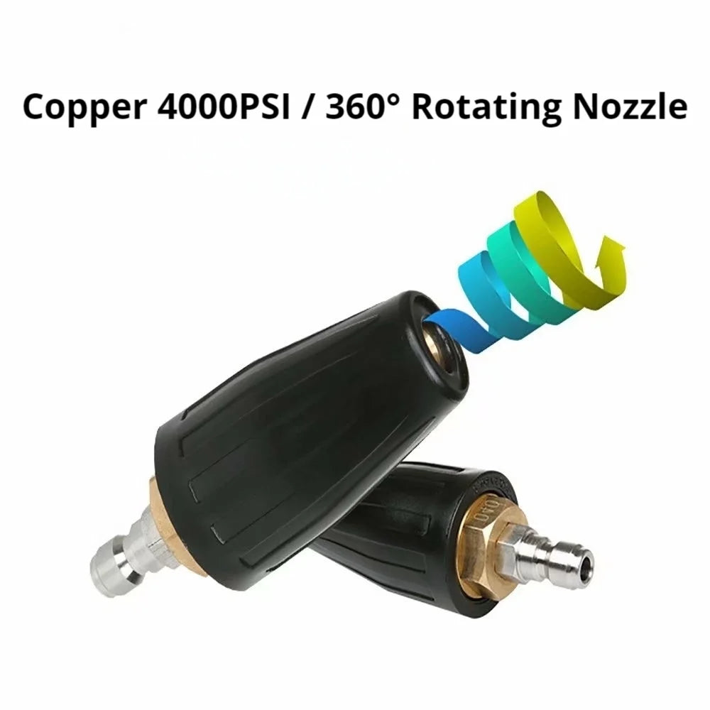 High Pressure Washer Fast Rotating TurboNozzle,1/4 QuickConnect Spray Tip 2.5,3.0,3.5,4.0,4.5 GPM 4000PSI