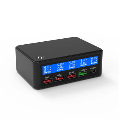 Multi USB Charger 50W 5 Port USB Fast Charger with QC 3.0 Quick Charge LCD Smart Charging Station Hub for Multiple Devices