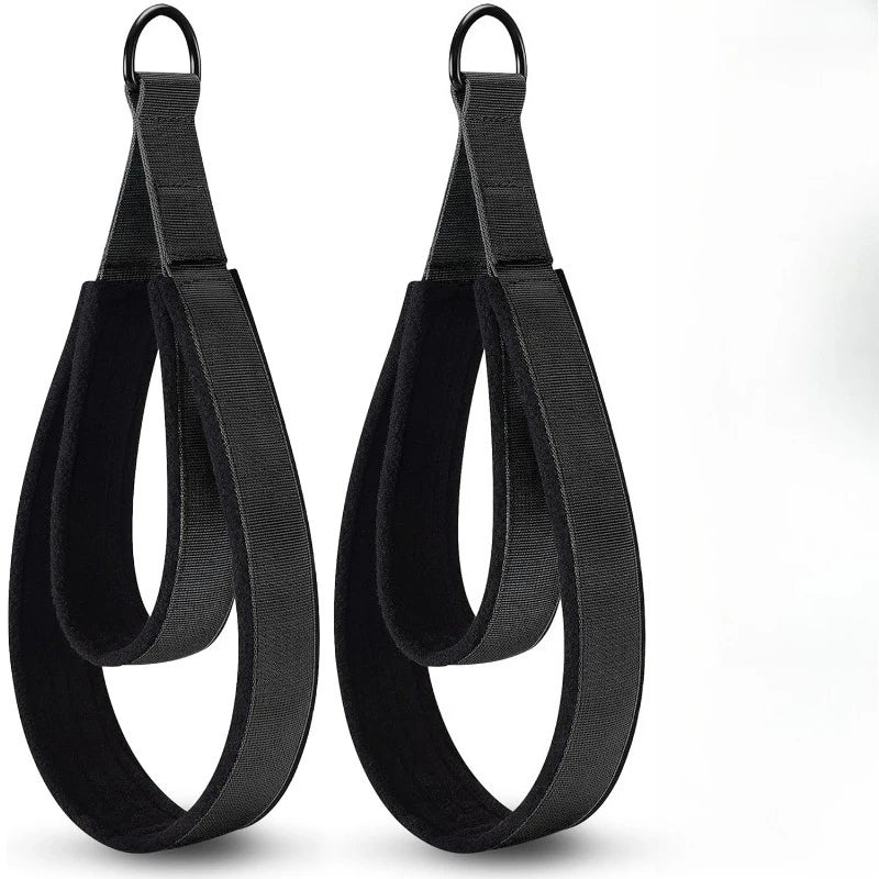 2Pcs Black Fitness D-Ring Double Loop Strap, Pilates Equipment D-Ring Strap, Home Gym Yoga Workout Sports Accessories