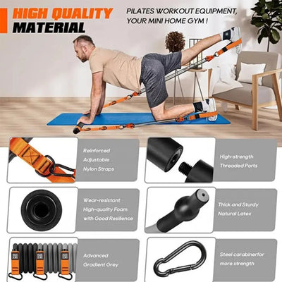 Pilates Bar Kit & Resistance Bands Pilates Workout Equipment Exercise Bands Set Pilates Kit for Hip Back Arm Full-Body Workouts