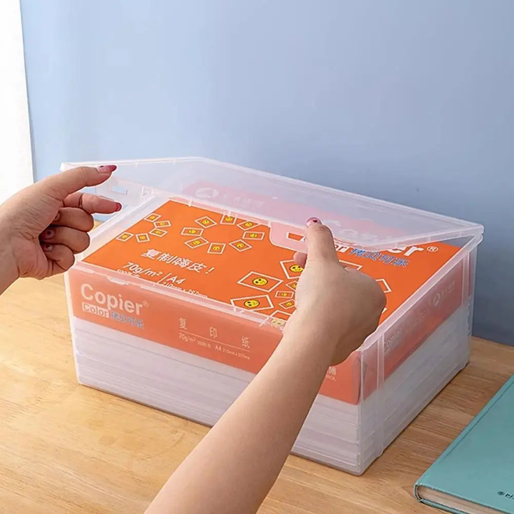 Home Office Supplies Storage Box Multifunctional Desktop Large Capacity A4 Paper Transparent Plastic Organizer Box