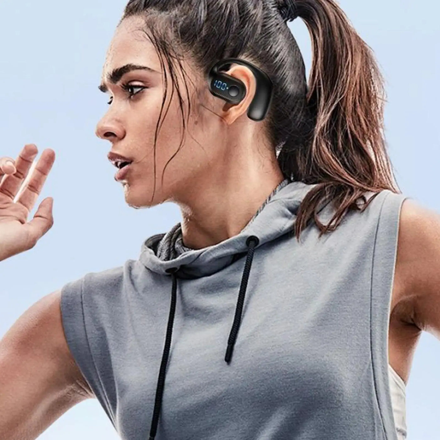 Handsfree Earpiece BT 5.3 Sweat Resistant Wireless Sport Headphones Ipx5 Waterproof Noise Reduction For Sport Running Workout
