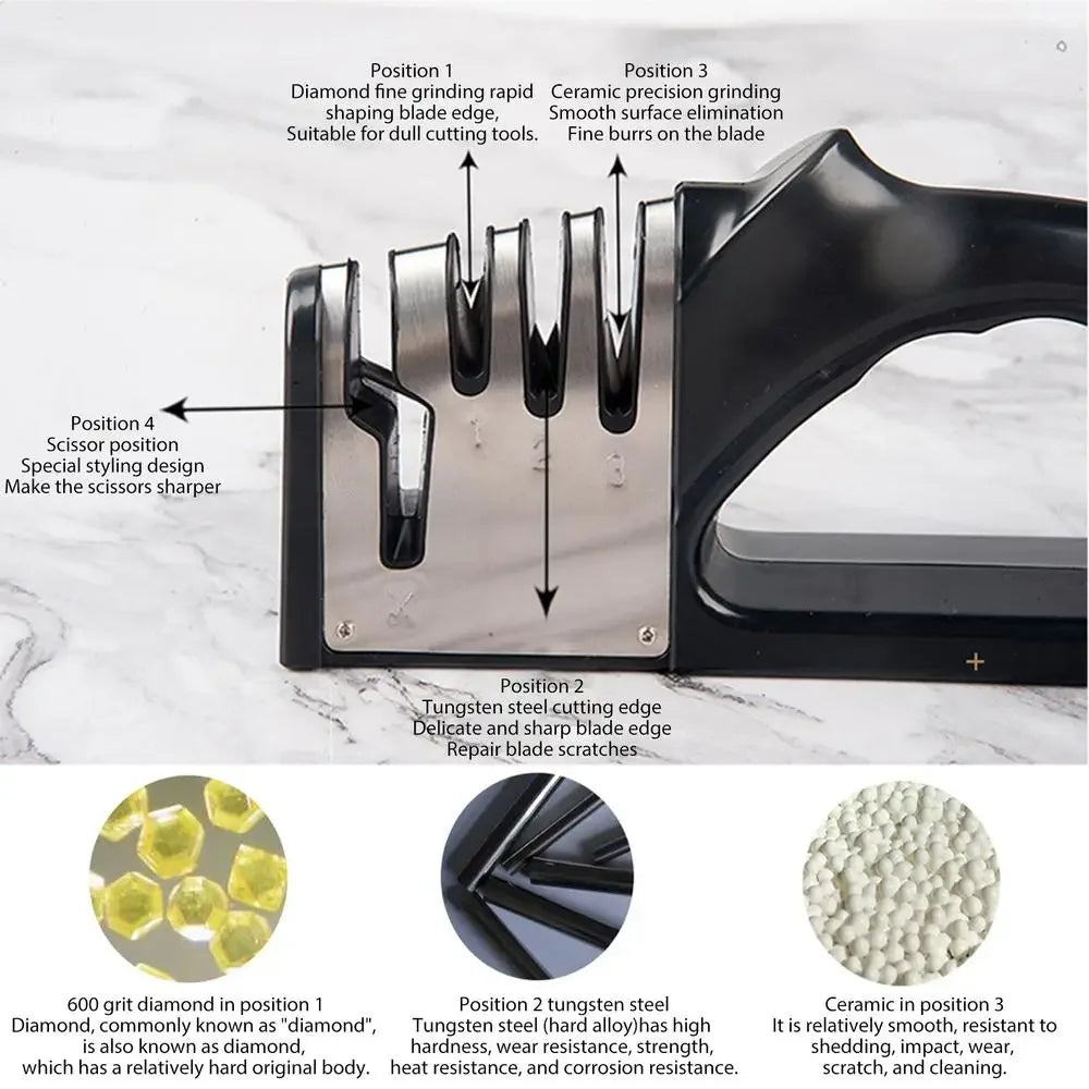 Kitchen 4 Segment Knife Sharpener Multifunctional  Knife