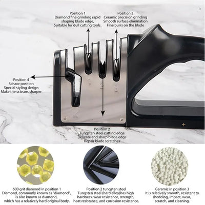 Kitchen 4 Segment Knife Sharpener Multifunctional  Knife