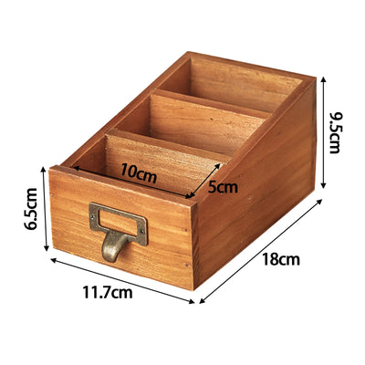 Wooden Desktop Organizer with 3 Compartments Compact Office Supplies Makeup Organizer for Bathroom Office Home Vanity Countertop