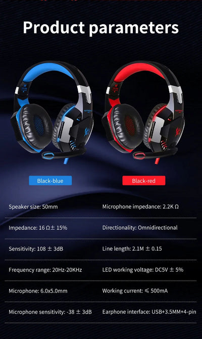 Gaming Headphones Wired Headset with Microphone 3.5mm Surrond Sound Stereo Deep Bass for PS4 PS5 PC Laptop XBOX Gamer Glowing