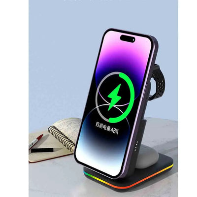 Portable 5000mAh Power Bank 3 in 1 Wireless Charging Station for iPhone & iWatch & Galaxy Watch for  Phones Airpods