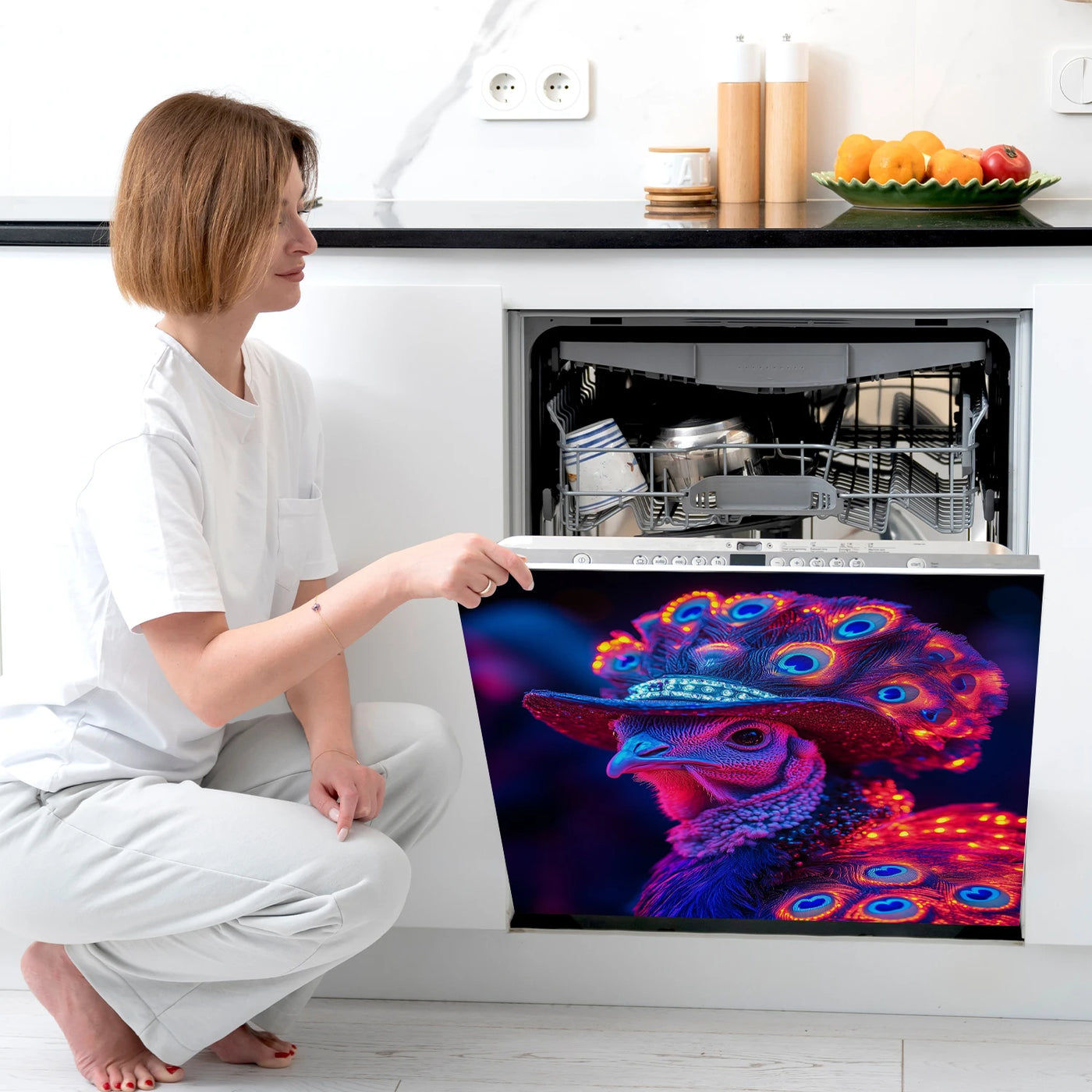 Easy-Clean Magnetic Dishwasher Door Cover - No Glue Needed, Perfect for Kitchen Decor & Stainless Steel Panels, 23.03x25.59 inch