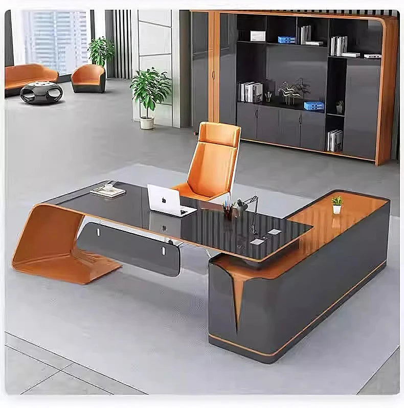 Modern Technology Boss Desk Lacquer Panel Piano Office Furniture Modular President Desk for Business  Luxury Office Furniture  b