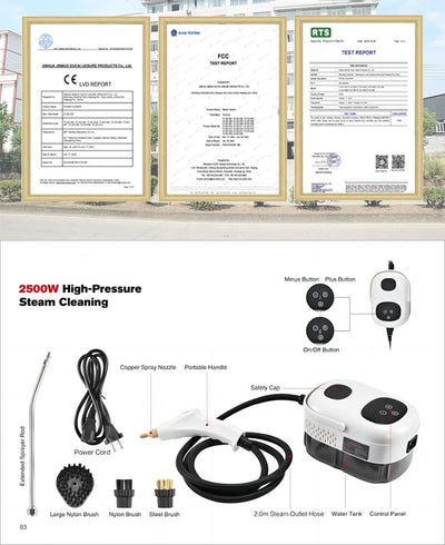 Home Steam Cleaner 2500W Protable High Pressure Steam Cleaning Machine for Air Conditioning Hood Kitchen Car Steaming Cleaner