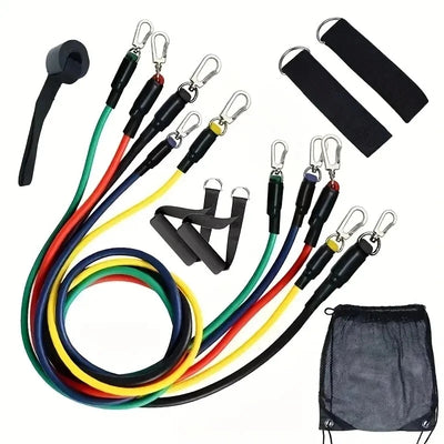 11-Piece Resistance Bands Set - Complete Home Gym Workout Kit