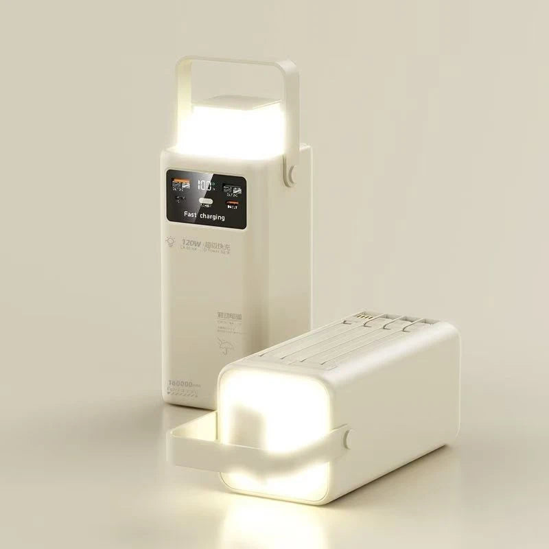 Portable Outdoor Emergency Power Banks Smartphone Backup Power 160000mAh Built-in Cable Powerbank Camping Light Portable Charger