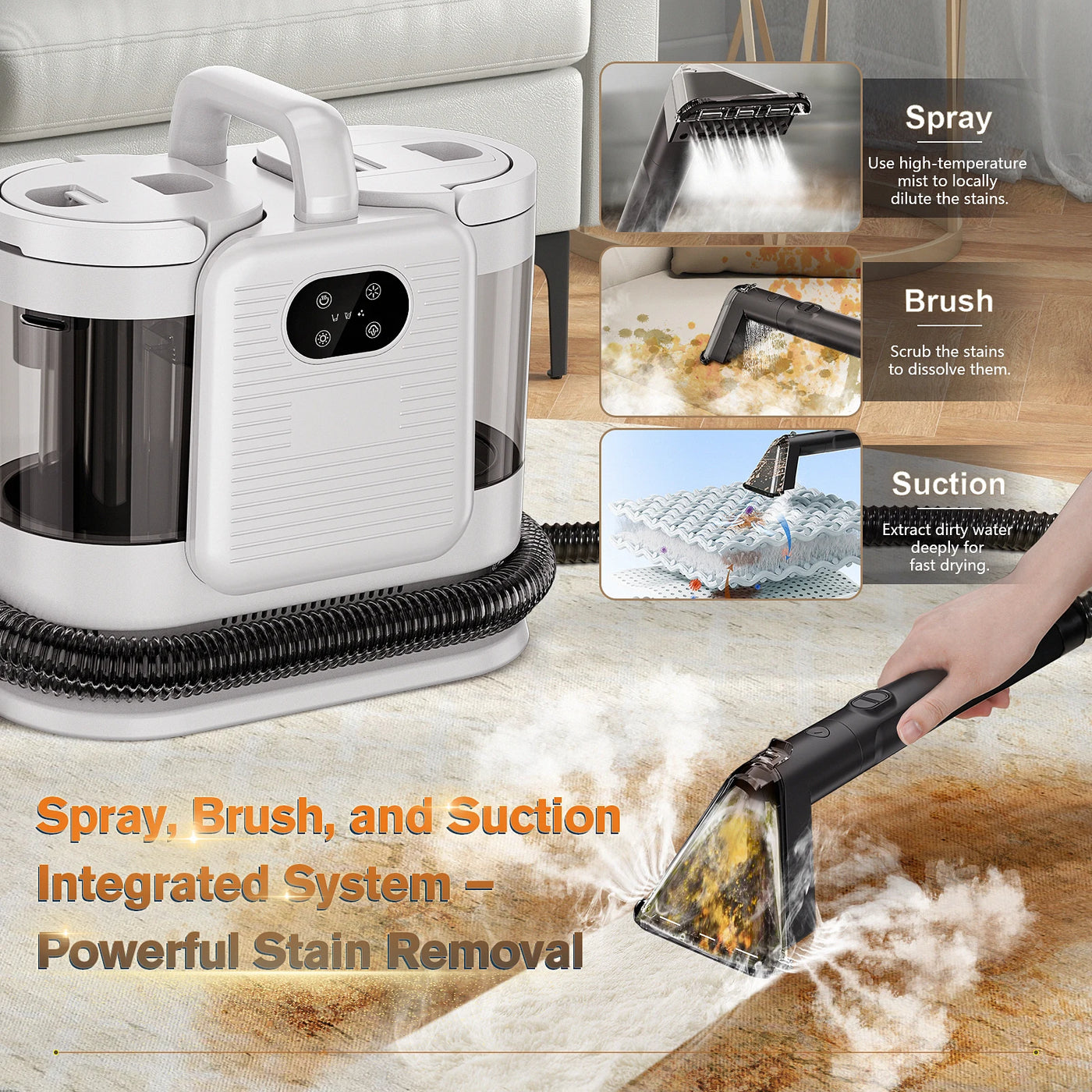 OMESER C988  Steam Spot Cleaner 15kpa 1650w Vacuum Cleaner Spray Suction Integrated Handheld Cleaning Carpet Cleaner Machine