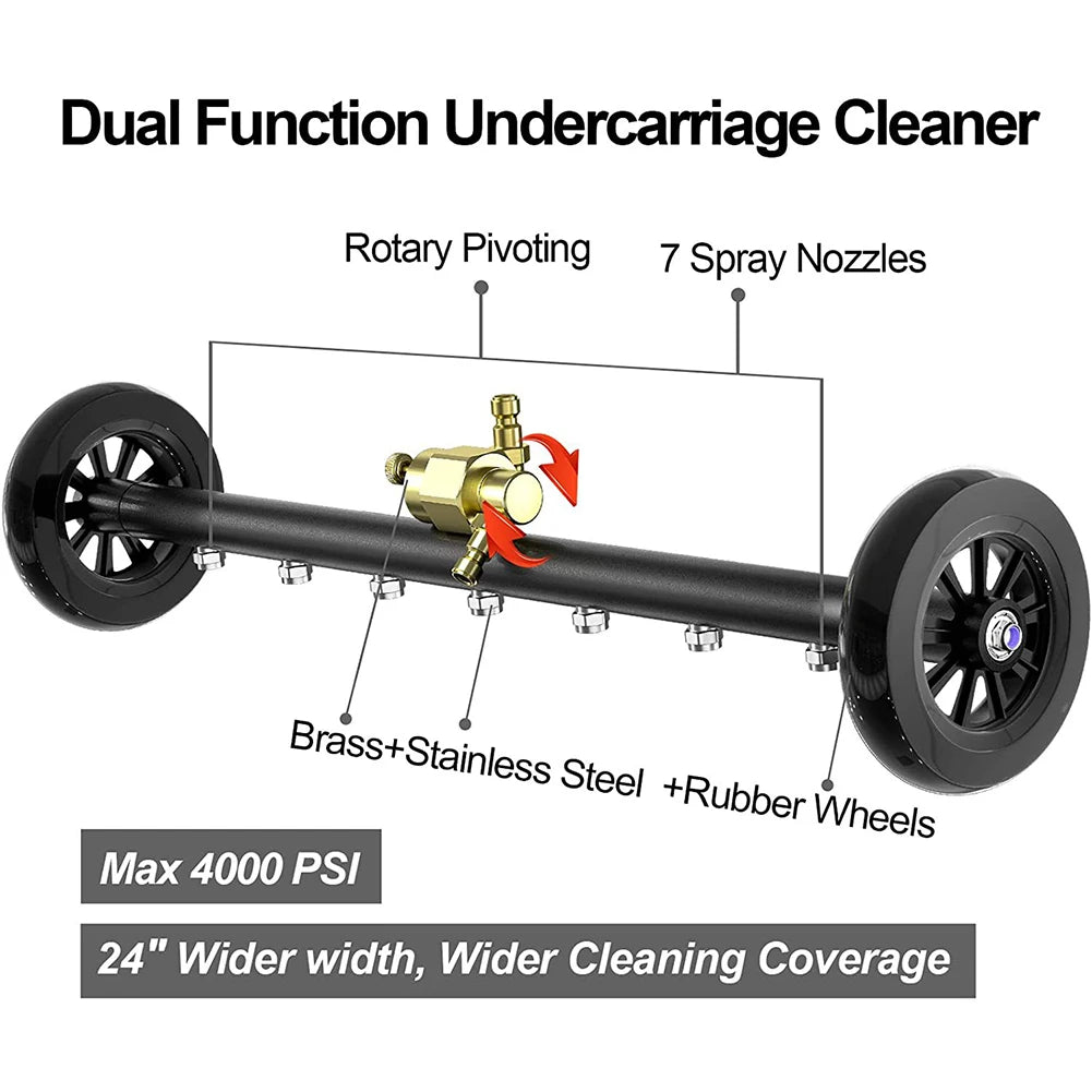 22 Inch Pressure Washer 1/4 Quick Connector Water Broom Under Car Chassis Floor Wash 4000 PSI Car Chassis High Pressure Washer