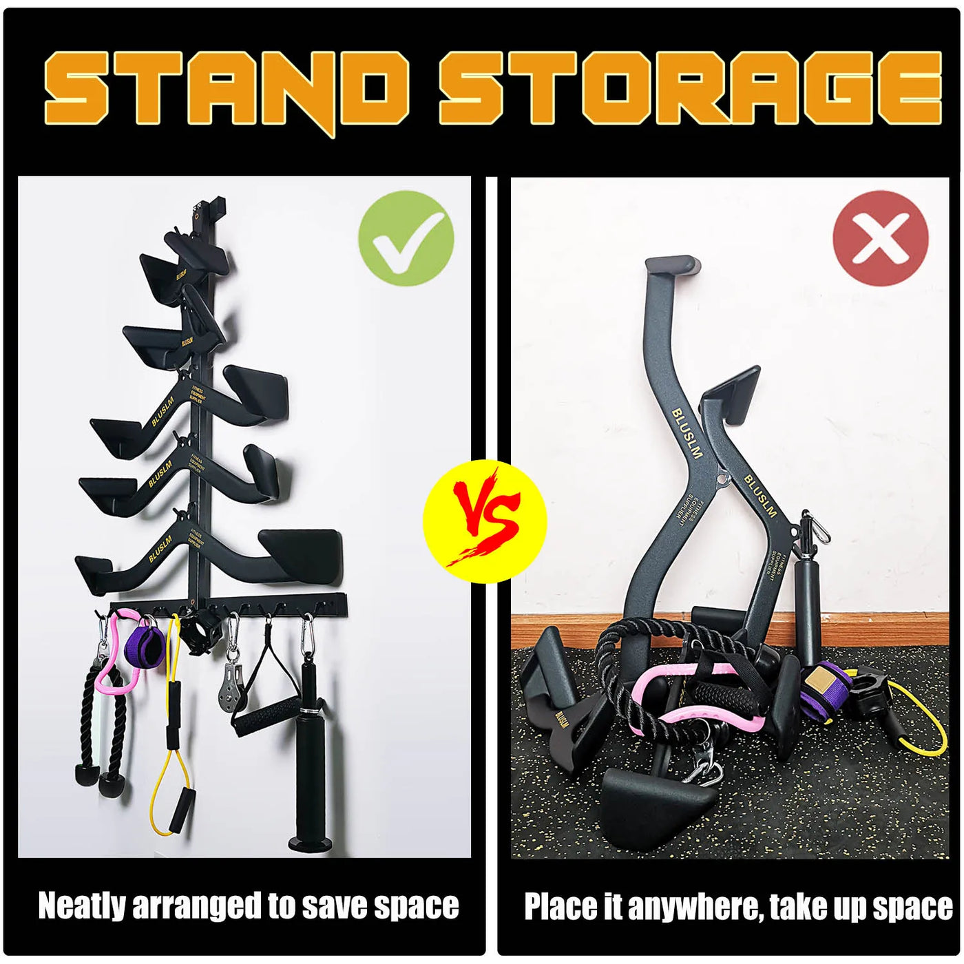 Wall Mount Fitness Equipment Storage Rack - Space-Saving Gym Organizer