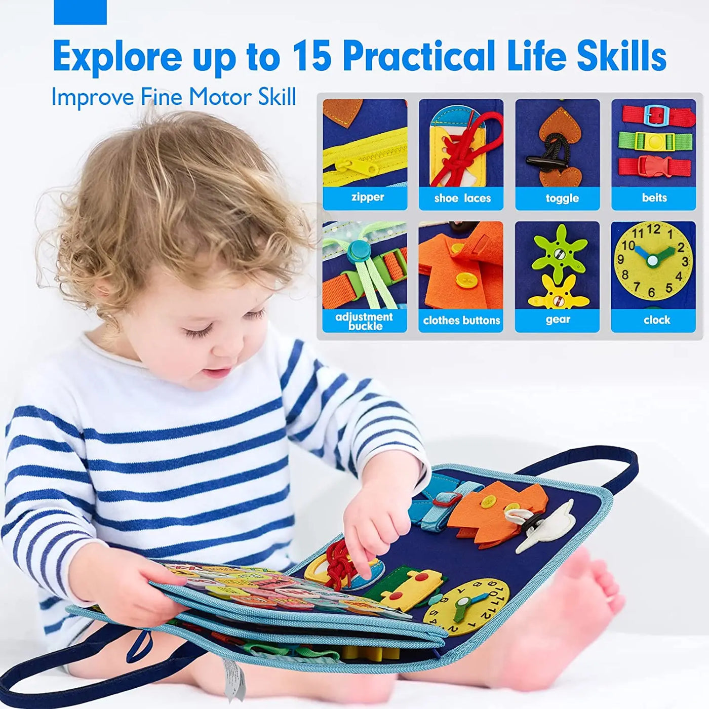 Montessori Toys Busy Board Sensory Activity Developing Board for Motor Skills,Learning Board for Toddlers  Christmas Gift