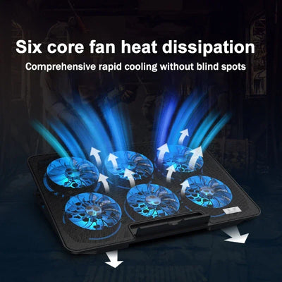 S6 Laptop Game 6 Cooling Fans Pad Compatible with 13-17.3 Inch Multi Heights Adjustable for Notebook Ultrabook Gamebook Macbook