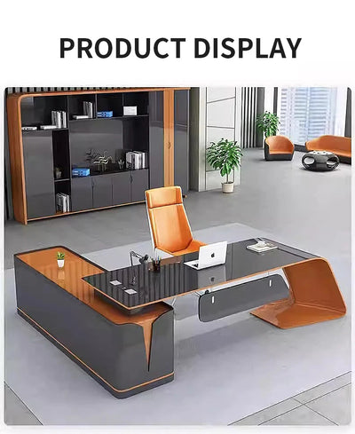 Modern Technology Boss Desk Lacquer Panel Piano Office Furniture Modular President Desk for Business  Luxury Office Furniture  b