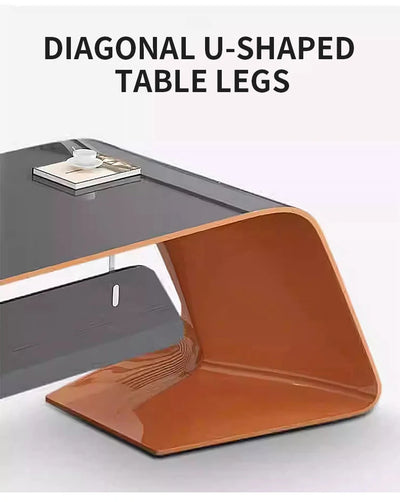 Modern Technology Boss Desk Lacquer Panel Piano Office Furniture Modular President Desk for Business  Luxury Office Furniture  b