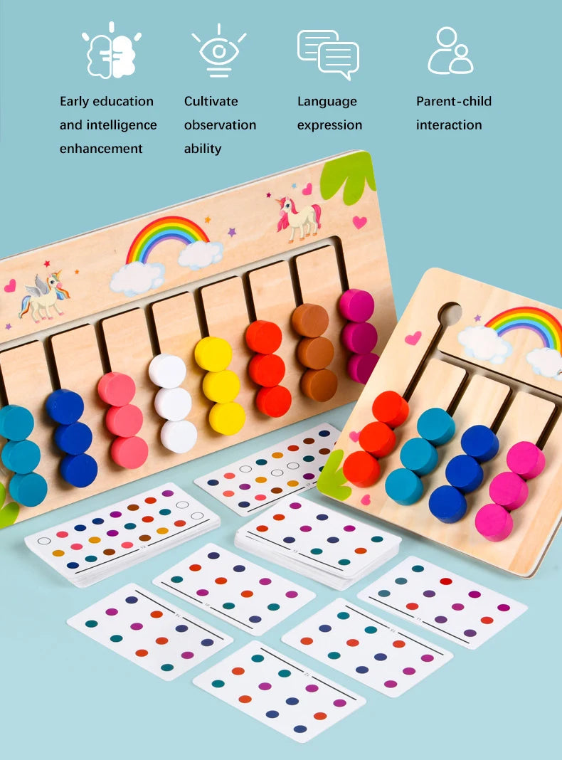 Montessori Learning Toys Mobile Color and Shape Puzzle,Matching Brain Teasers Logic Game Early Educational Wooden Toys for Kids