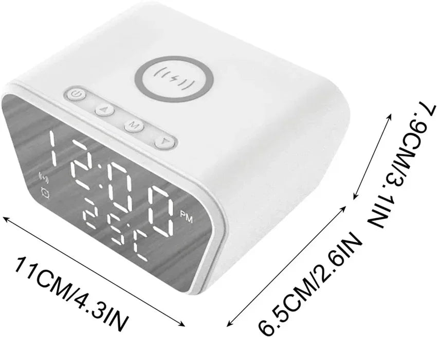 Wireless Charger Pad LED Digital Alarm Clock Desktop Temperature Phone Chargers Stand 15W Fast Wireless Charging Dock Station