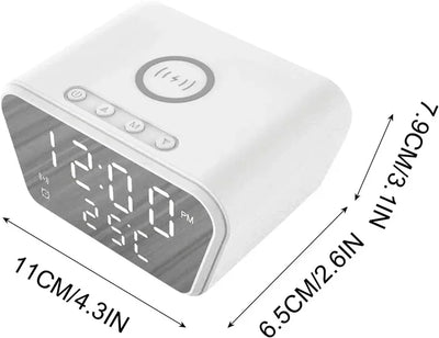 Wireless Charger Pad LED Digital Alarm Clock Desktop Temperature Phone Chargers Stand 15W Fast Wireless Charging Dock Station