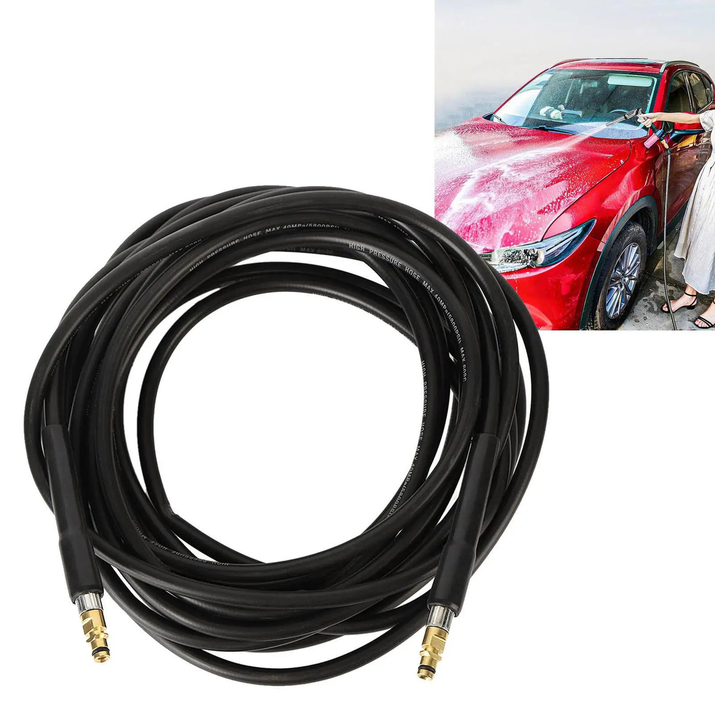 High Pressure Washer Rubber Hose 10 M Easy Install 5800PSI for electric and Pneumatic Cleaning