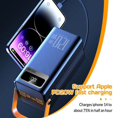 Portable Power Bank 120W 80000mAH Super Fast Charger Large Capacity External Battery Supports Simultaneous Charging of 7 Devices