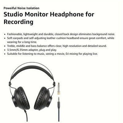 EYOUO Studio headphones with excellent sound quality, suitable recording, podcasting, DJing, and playing the keyboard.