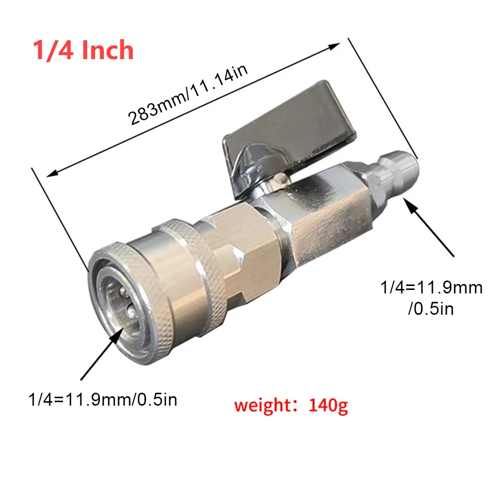 High Pressure Washer Ball Valve Kit with 3/8 Or 1/4 Inch Quick Connector Quick Connect Ball Valve 4500 PSI for Power Washer Hose