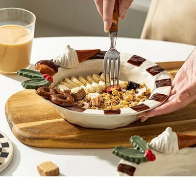 Portable Lightweight Home Essential  Girls Birthday Gift Dessert Fruit Plate Ceramic Breakfast Dish Sweet Style Salad Oatmeal