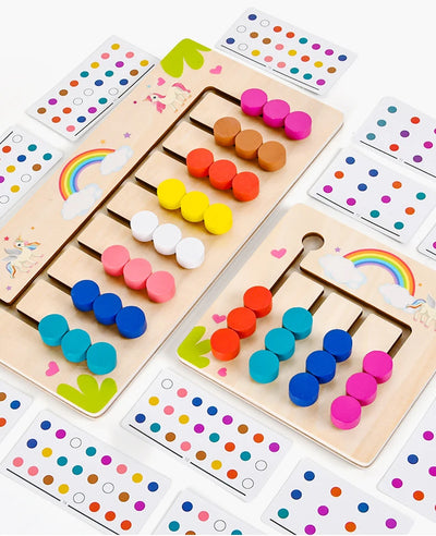 Montessori Learning Toys Mobile Color and Shape Puzzle,Matching Brain Teasers Logic Game Early Educational Wooden Toys for Kids